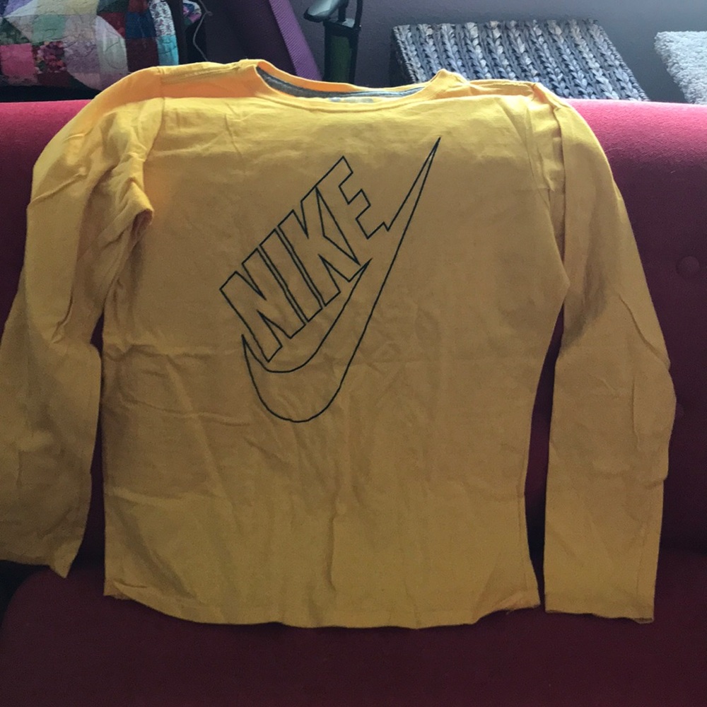 Yellow Nike long sleeve shirt slim fit 100% cotton